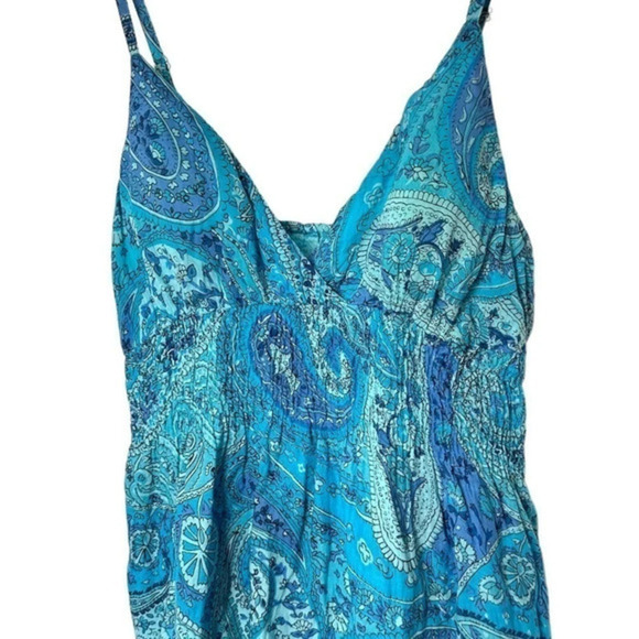 Blue paisley boho maxi sundress size M - Picture 2 of 5
